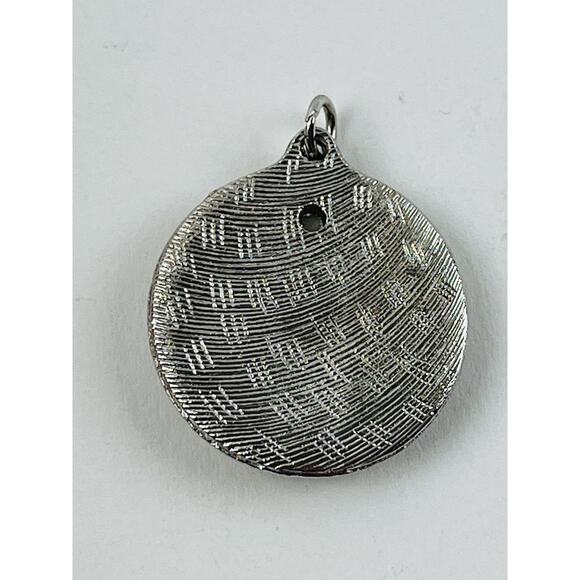 Photo Charm Pendant Silver Toned Picture Frame Vintage Boy w/ Bear 60s 80s Old - Picture 7 of 10